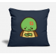 Kawaii Green Baby Turtle Being Angry Navy Pillow